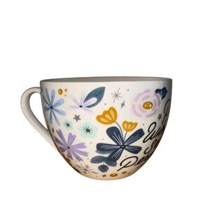Ceramic Coffee Mug With Floral Design & Quote